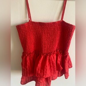 Bright Red Steve Madden Tank Top BB Dakota Ruffled Hem Size Large